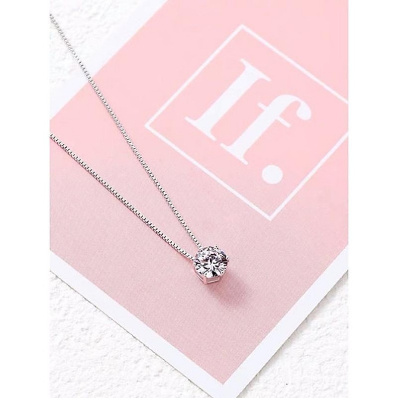 Dây chuyền bạc nữ 925 mặt nụ đá tròn Basic