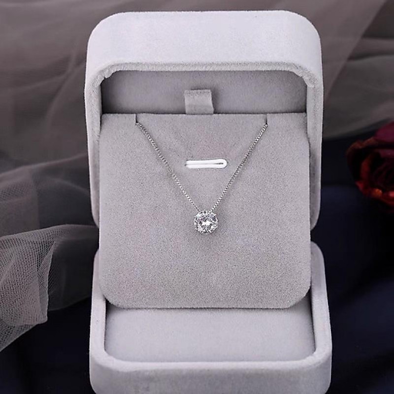 Dây chuyền bạc nữ 925 mặt nụ đá tròn Basic