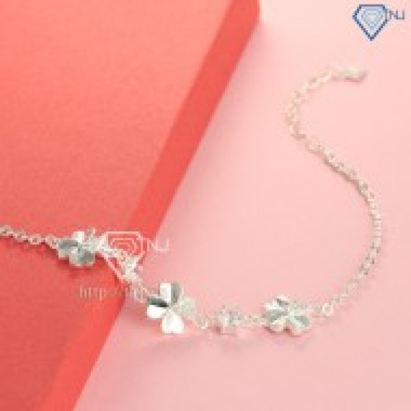 Quà sinh nhật lắc tay bạc nữ cỏ 4 lá may mắn LTN0092