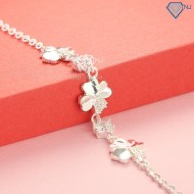 Quà sinh nhật lắc tay bạc nữ cỏ 4 lá may mắn LTN0092